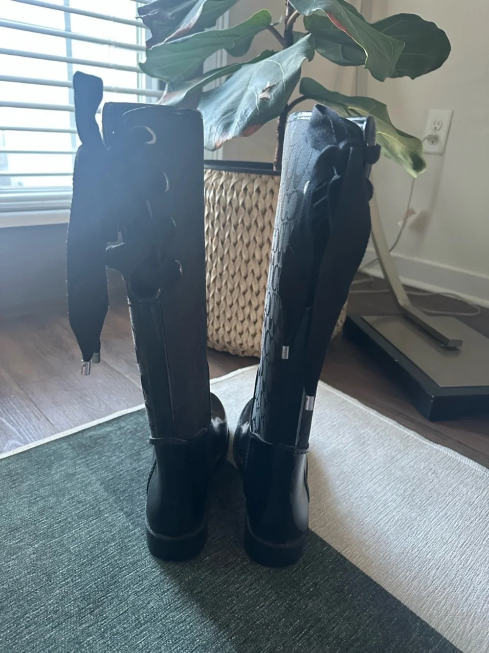 Coach Tristee Black/Grey Signature Tall Rain Boot - Picture 4 of 12